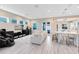 Open-concept living area with white sofa, sleek entertainment center, and lots of windows at 13800 Chauvin Ave, Orlando, FL 32827