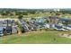Beautiful aerial view of a neighborhood bordering a lush green golf course at 1543 Corolla Ct, Reunion, FL 34747