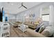 Spacious living room with modern decor, comfortable seating, ceiling fan, and lots of natural light at 1543 Corolla Ct, Reunion, FL 34747