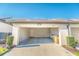 Clean, empty two-car garage with ample space for parking and storage, featuring a side entry door at 5156 Caspian St, St Cloud, FL 34771