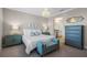 A well-lit bedroom is furnished with a bed, lamps, and blue dressers at 637 Conservation Blvd, Groveland, FL 34736