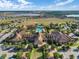 Aerial view of community center featuring a pool, tennis courts, and luxurious amenities at 637 Conservation Blvd, Groveland, FL 34736