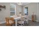 Sunny dining area features modern decor, a white table and stylish wicker chairs at 637 Conservation Blvd, Groveland, FL 34736