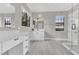 Bright bathroom with double vanity, modern fixtures, and a glass-enclosed shower at 8336 Boyla Ct, Windermere, FL 34786