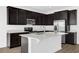 Modern kitchen featuring dark cabinets, stainless steel appliances, and a bright white island with a sink at 1209 Mattie Pointe Blvd, Auburndale, FL 33823