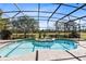 Sparkling enclosed pool with brick patio that overlooks a beautiful and manicured golf course at 1720 Bridgets Ct, Kissimmee, FL 34744