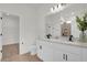 Bathroom features double sink vanity with modern fixtures and a glass enclosed shower at 1773 Groveline Rd, St Cloud, FL 34771