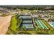 Aerial view of tennis courts and grass court in a community at 2087 Flora Pass Pl, Kissimmee, FL 34747