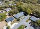 Aerial view showcasing a residential area with well-maintained buildings, parking, and lush green trees at 2723 Beacon St, Eustis, FL 32726