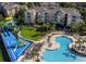 Bird's eye view of the community pool, clubhouse, and water park area at 2784 Almaton Loop # 301, Kissimmee, FL 34747