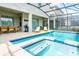 Relaxing screened-in pool and spa area with covered patio and outdoor dining at 2807 Bookmark Dr, Kissimmee, FL 34746