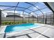 Backyard features a sparkling swimming pool enclosed in a screened-in enclosure at 3428 Lilac Way, Davenport, FL 33897