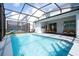 Beautiful backyard featuring a swimming pool and covered patio with outdoor seating at 3428 Lilac Way, Davenport, FL 33897