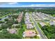 Aerial view of a residential neighborhood showcasing lush landscaping, community lakes, and manicured lawns at 10032 Brocksport Cir, Gotha, FL 34734