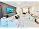 Bright living room featuring modern furnishings, a large TV, and stylish decor at 10032 Brocksport Cir, Gotha, FL 34734