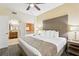 Bedroom with a king bed, nightstands, and a view into the attached bathroom at 12527 Floridays Resort Dr # E-111, Orlando, FL 32821
