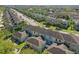 Aerial view of townhomes, highlighting colorful facades, attached garages, and neatly arranged streetscape at 1325 Seburn Rd, Apopka, FL 32703