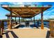 Covered boat dock features bench seating and boat lift at 2112 Shady Ln, Geneva, FL 32732