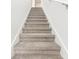 Carpeted staircase with white walls and banister, leading to the upper level of the home at 2933 Wild Olive Dr, St Cloud, FL 34772