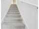 Carpeted staircase featuring white risers and a white handrail for a clean and modern look at 2933 Wild Olive Dr, St Cloud, FL 34772