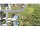 Aerial view of houses with pools in a suburban neighborhood with tree-lined streets and well-maintained landscaping at 3275 Deer Lick Ct, Kissimmee, FL 34746