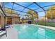 Inviting pool surrounded by a screened-in enclosure and lush green grass at 650 N 4Th Ave, Deltona, FL 32725