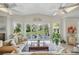Spacious living room featuring neutral tones, a decorative ceiling and an outdoor view at 703 Valencia Shores Dr, Winter Garden, FL 34787