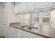 Kitchen view features stainless steel sink and white cabinets and appliances at 911 N Orange Ave # 447, Orlando, FL 32801