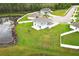 Aerial view showcasing the home's location next to a pond and large backyard at 15216 Langsdale Ct, Mascotte, FL 34753