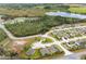 Community aerial view of a subdivision with lakefront homes and serene natural surroundings at 15216 Langsdale Ct, Mascotte, FL 34753