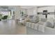 Inviting living room with a large couch, access to the backyard, and an open floor plan to the kitchen at 17398 Saw Palmetto Ave, Clermont, FL 34714