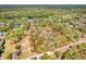 An aerial view of the land marked with a red line, revealing a wooded area near a body of water at 220 Wekiva Park Drive, Sanford, FL 32771