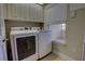 Modern laundry room features white cabinets and a side-by-side washer and dryer at 225 W Seminole Blvd # 213, Sanford, FL 32771
