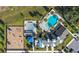Bird's-eye view of the community amenity center showing the pool and playground at 3347 Hanging Tide St, Winter Garden, FL 34787
