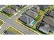 Aerial image of a property featuring a pool, a well-manicured yard, and neighborhood surroundings at 3347 Hanging Tide St, Winter Garden, FL 34787