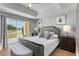 Serene bedroom with a luxurious bed, stylish bedside tables, and sliding glass doors to a balcony overlooking the outdoors at 7512 Seven Eagles Way # 7512, Reunion, FL 34747