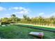 Outdoor bocce ball court area with manicured lawn and green hedging, perfect for backyard entertainment at 1148 Grand Traverse Pkwy, Reunion, FL 34747