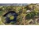 Beautiful aerial view of property, including surrounding trees and pond with dock and island at 40610 Babb Rd, Umatilla, FL 32784