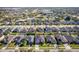 An aerial view of a quiet neighborhood showcasing well-maintained homes with mature trees and landscaping at 4862 Grand Vista Ln, St Cloud, FL 34771