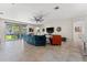 Open living space with tile flooring, large sliding glass doors to backyard, and integrated kitchen at 4862 Grand Vista Ln, St Cloud, FL 34771