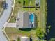 Aerial view of home showing the backyard, screened-in pool, and lot lines of the property at 8706 Irmastone Way, Orlando, FL 32817