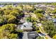 Aerial view of a home with a screened pool marked by a green location pin in a tree-filled neighborhood at 1367 Saddleridge Dr, Orlando, FL 32835