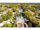 Aerial view of a house with a pool and lush surroundings with a green pin at 1367 Saddleridge Dr, Orlando, FL 32835