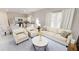Bright living room with plush seating, modern decor, and an open layout to the kitchen at 1403 Dalkeith Cv, Sanford, FL 32771