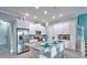 Modern kitchen with stainless steel appliances, granite countertops, and a center island with bar seating at 159 Captiva Dr, Davenport, FL 33896