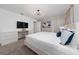 Serene bedroom with a contemporary design, plush carpeting, and a dedicated work area at 2636 Reading Trl, Kissimmee, FL 34746