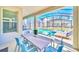 Covered patio with seating area and views of the enclosed pool and backyard at 2661 Petition Ln, Kissimmee, FL 34746