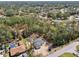 An aerial view of a new construction home surrounded by mature trees in a suburban neighborhood at 6551 Hemlock Rd, Ocala, FL 34472