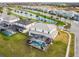 Expansive aerial view of homes overlooking a tranquil lake with palm tree lined streets at 3881 Sonoma Blvd, Kissimmee, FL 34741