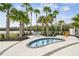 Community spa features palm trees, fence, lounge chairs, table and chairs, and more at 3881 Sonoma Blvd, Kissimmee, FL 34741
